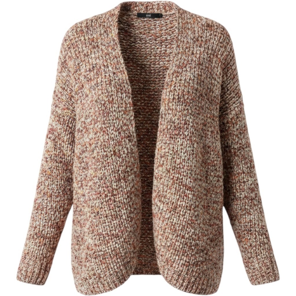 HM Marled Chunky Knit Open Front Cardigan Wool Blend Rust Metallic boho fall